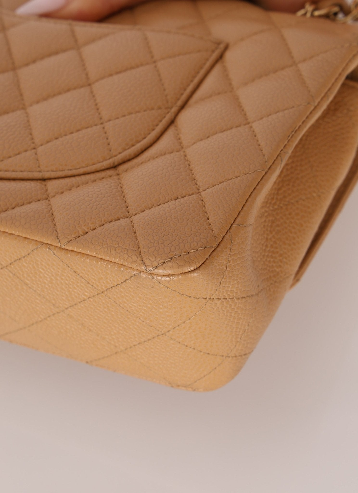 Chanel 2006 Caramel Caviar Medium Classic Double Flap 24K GP - FashioNica