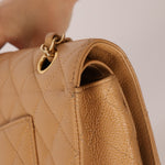 Chanel 2006 Caramel Caviar Medium Classic Double Flap 24K GP - FashioNica