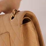 Chanel 2006 Caramel Caviar Medium Classic Double Flap 24K GP - FashioNica
