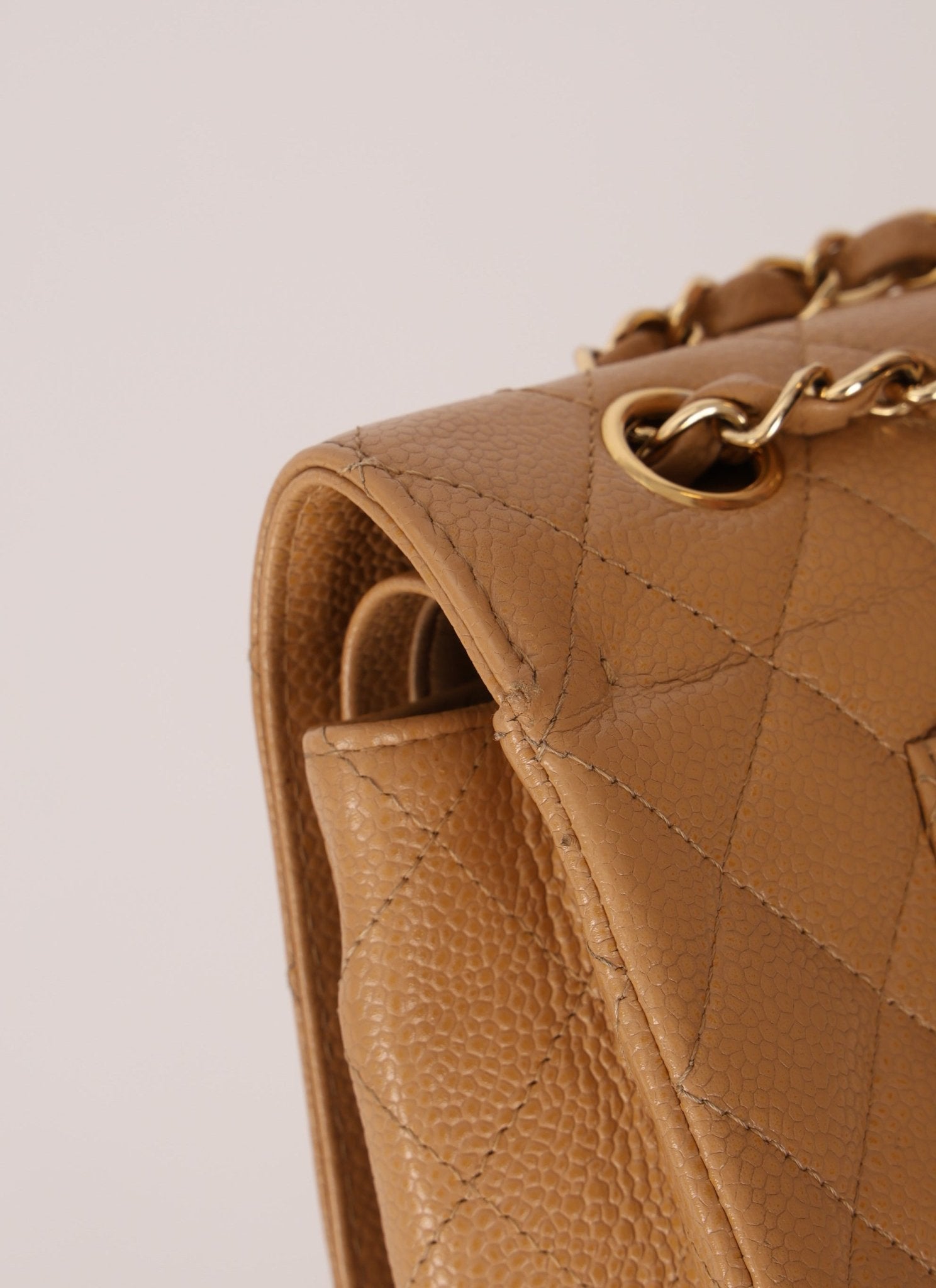 Chanel 2006 Caramel Caviar Medium Classic Double Flap 24K GP - FashioNica
