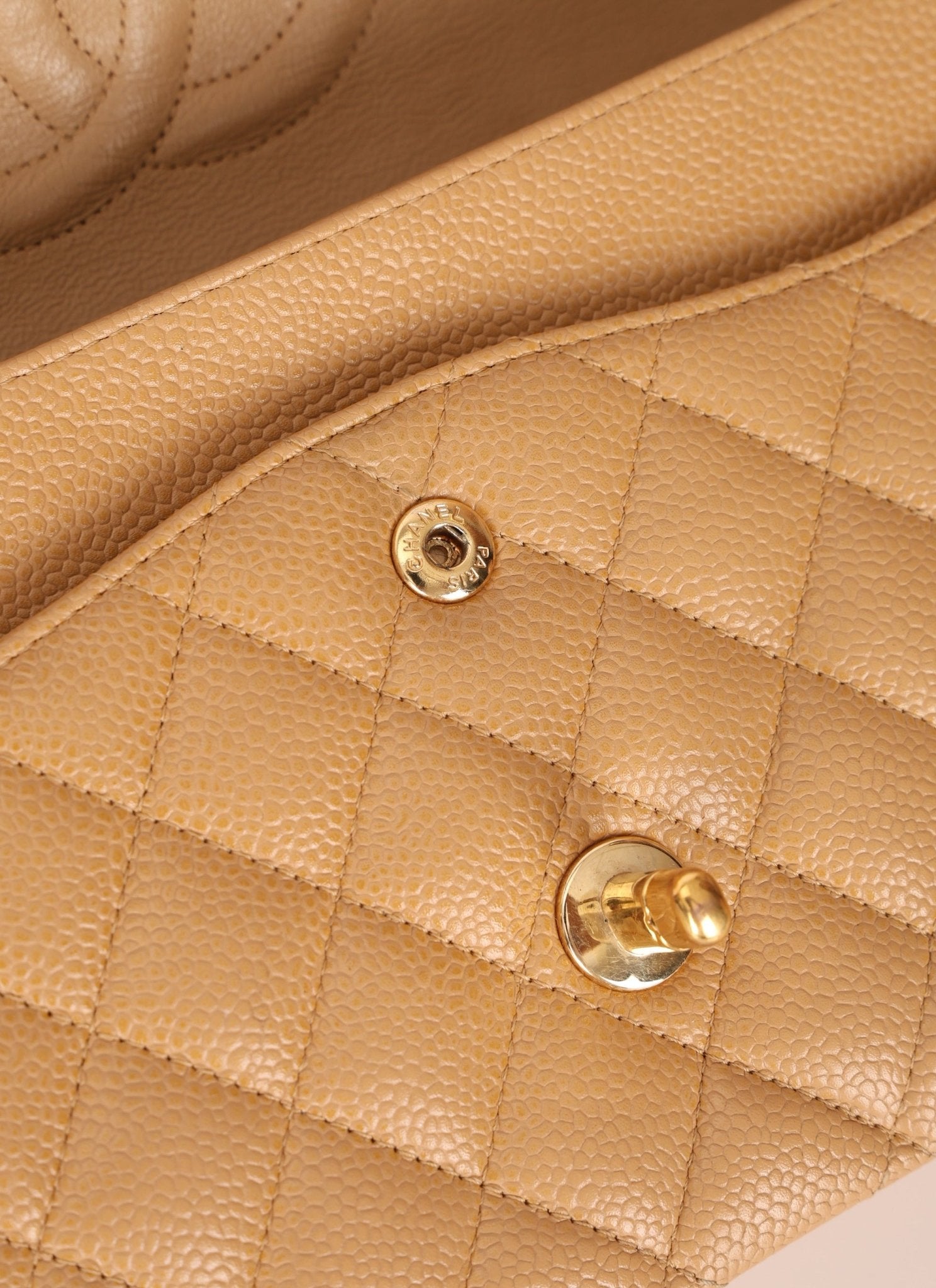Chanel 2006 Caramel Caviar Medium Classic Double Flap 24K GP - FashioNica