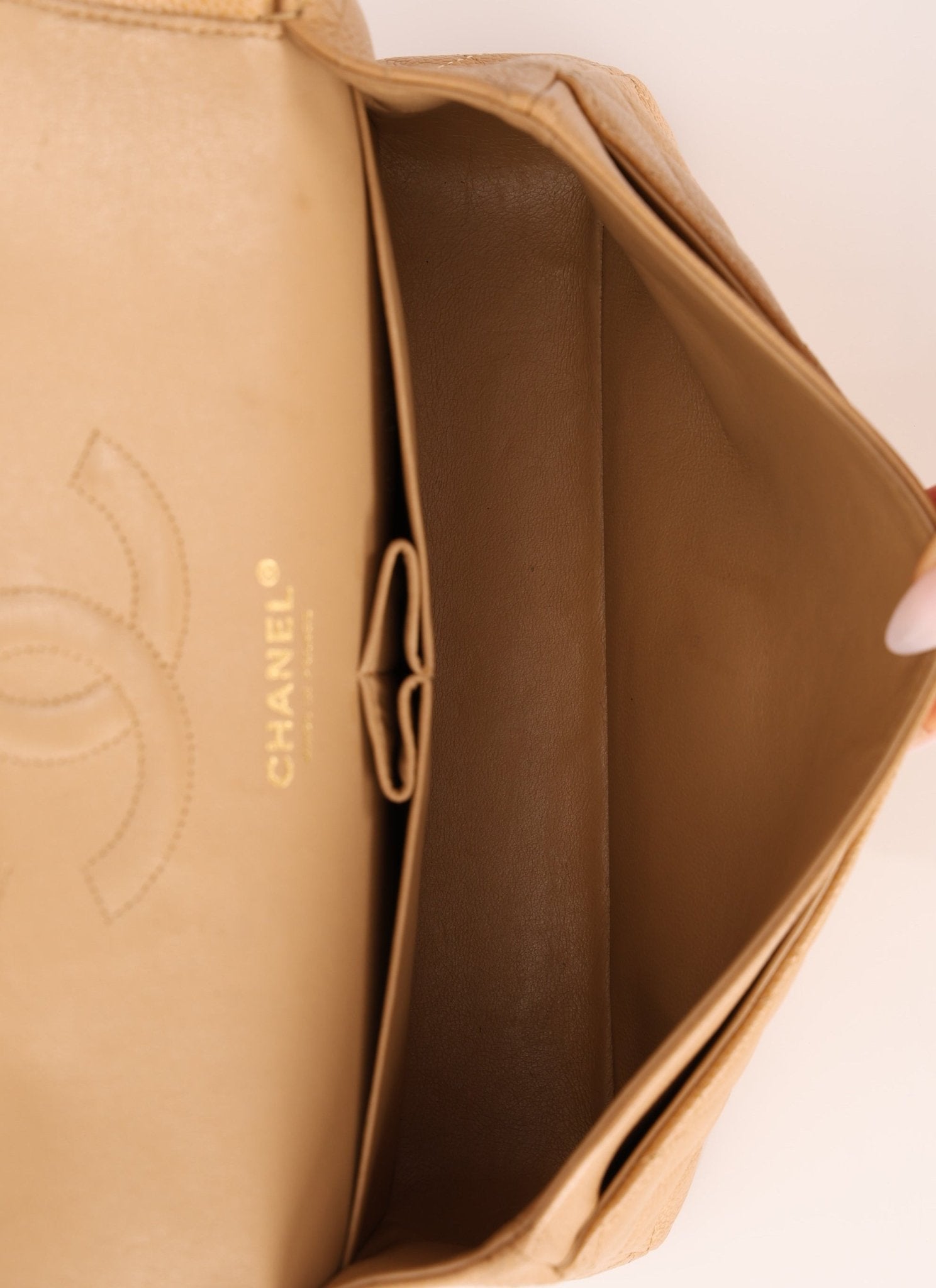 Chanel 2006 Caramel Caviar Medium Classic Double Flap 24K GP - FashioNica