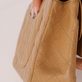 Chanel 2006 Caramel Caviar Medium Classic Double Flap 24K GP - FashioNica