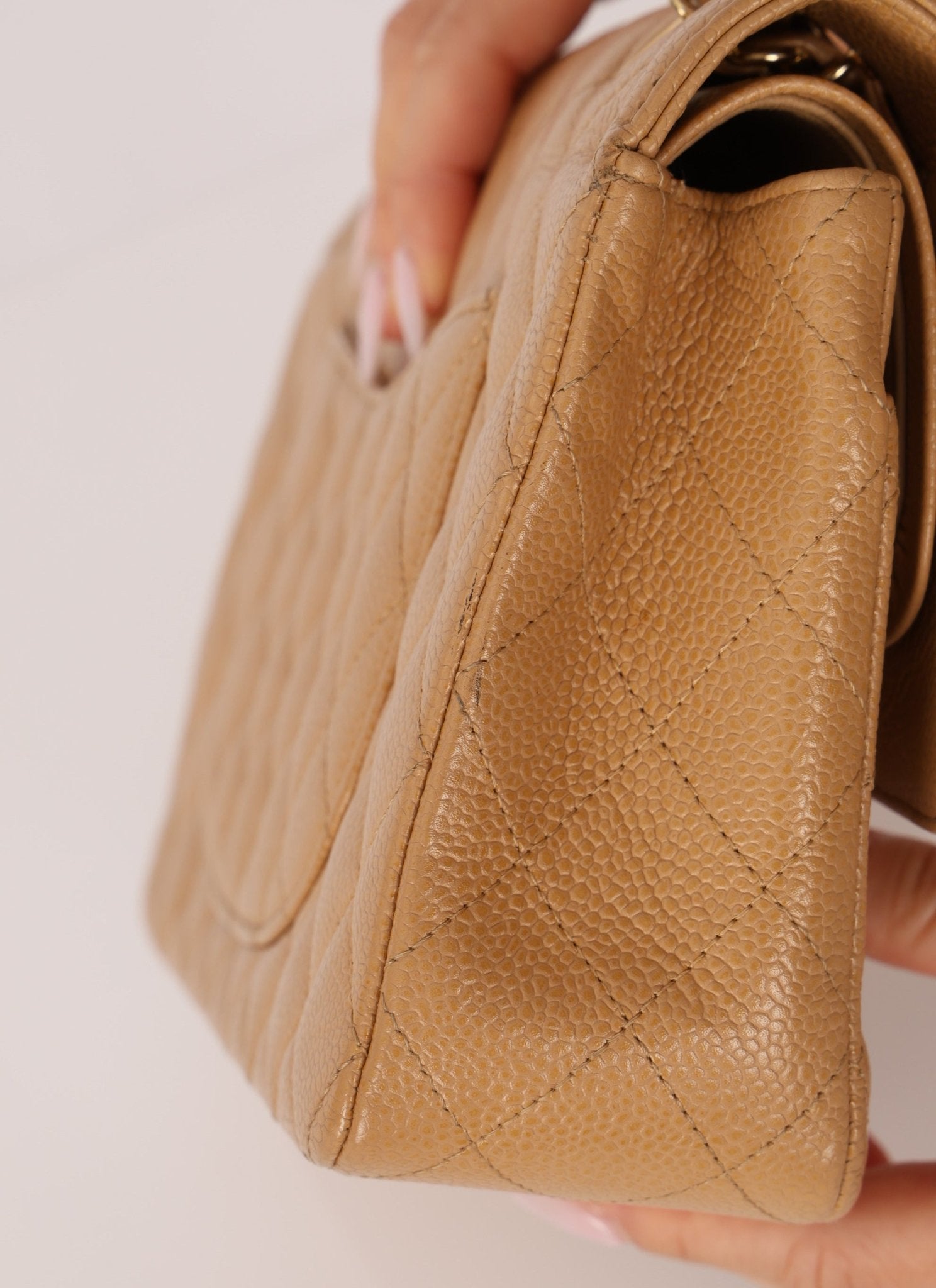 Chanel 2006 Caramel Caviar Medium Classic Double Flap 24K GP - FashioNica