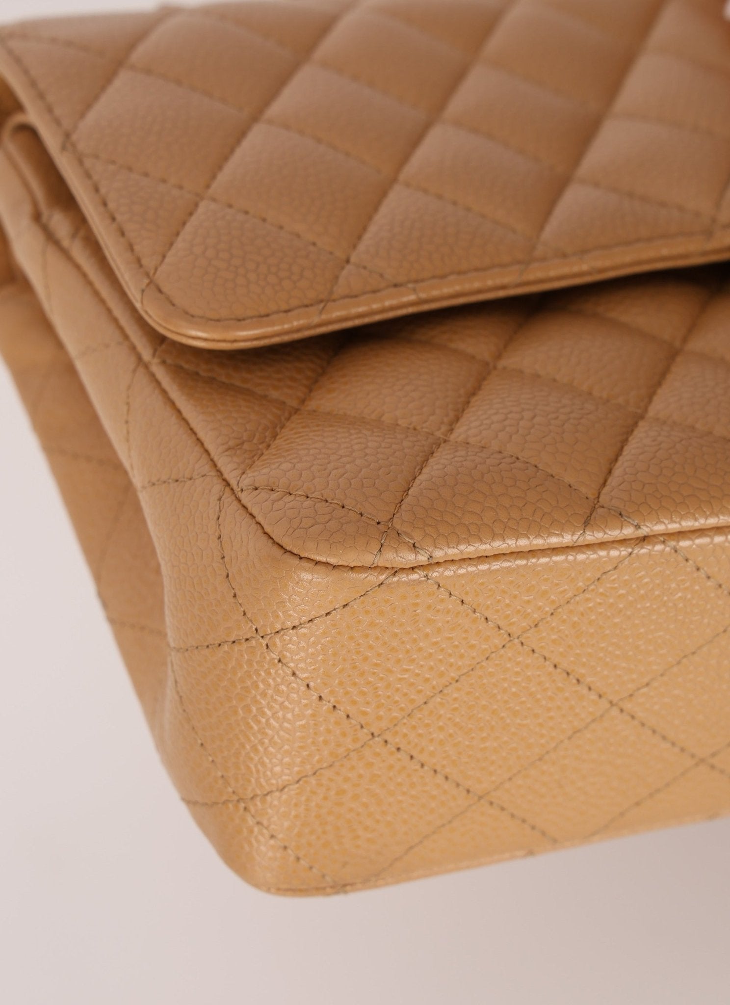 Chanel 2006 Caramel Caviar Medium Classic Double Flap 24K GP - FashioNica