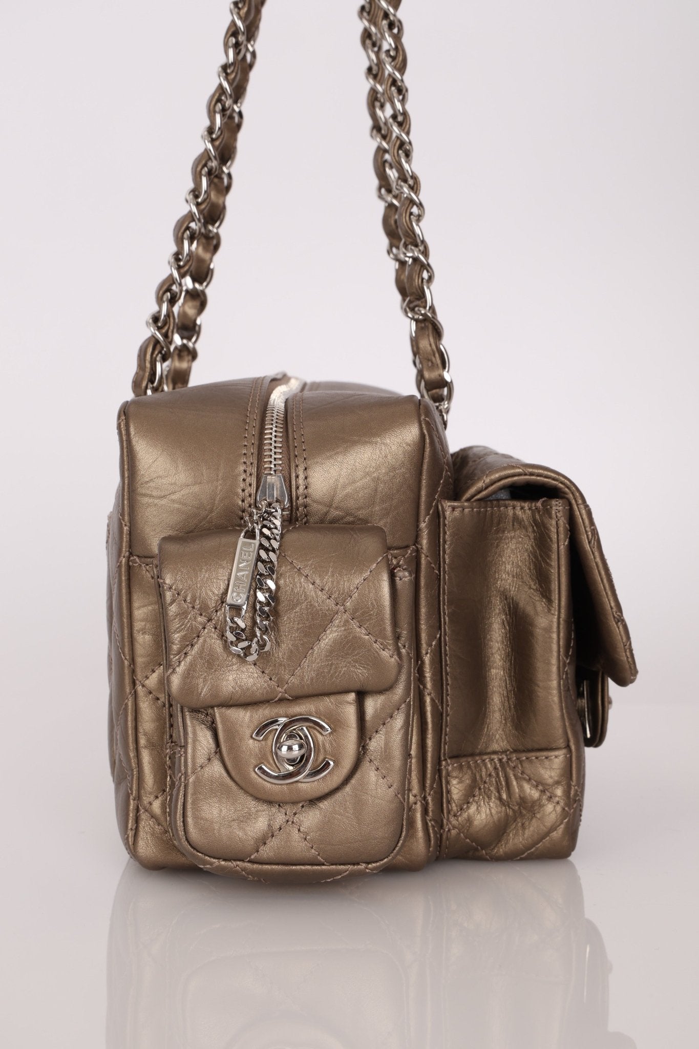 Chanel 2006 Distressed Calfskin Cambon Multipocket Reporter Bag - FashioNica