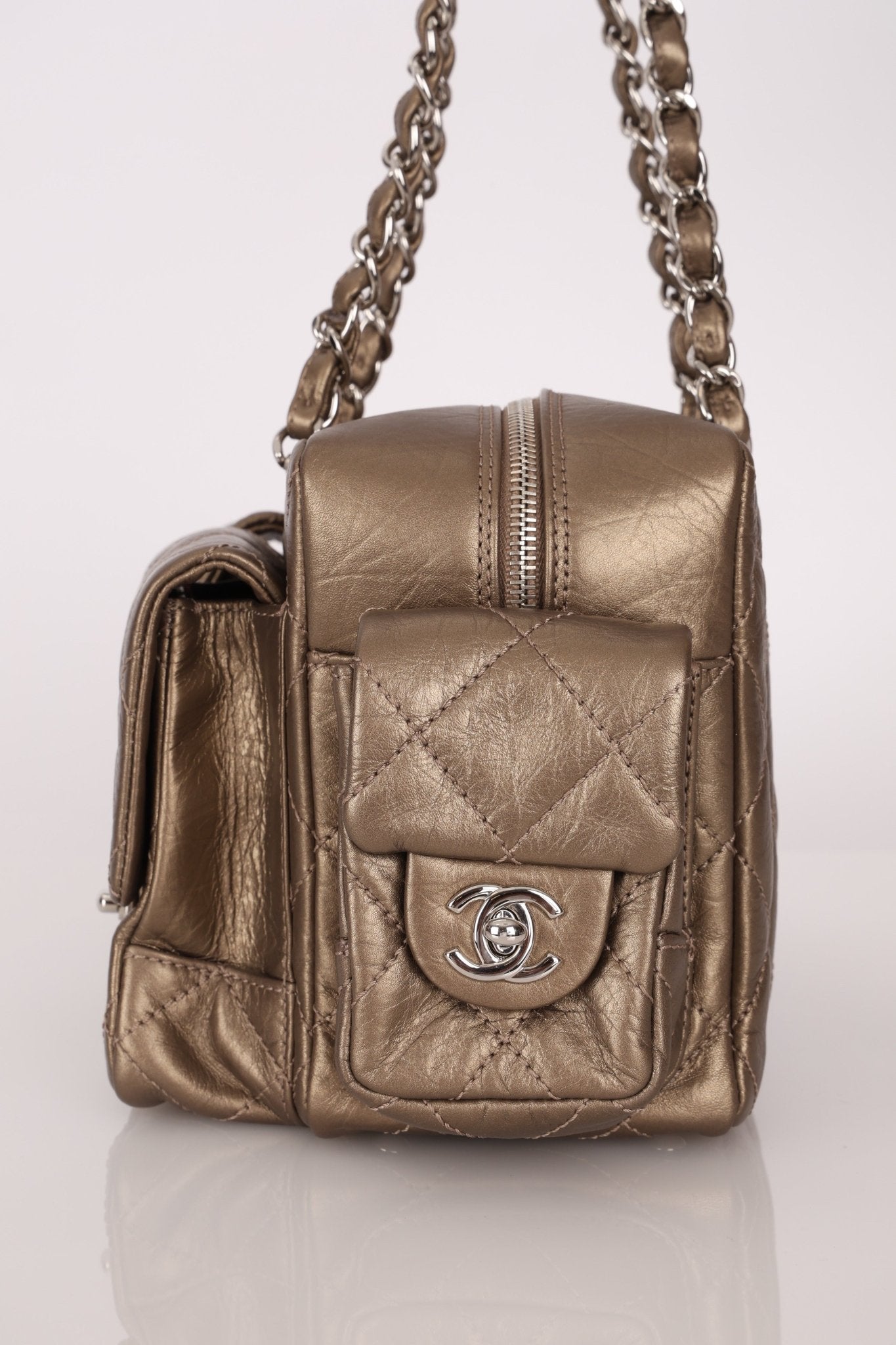Chanel 2006 Distressed Calfskin Cambon Multipocket Reporter Bag - FashioNica
