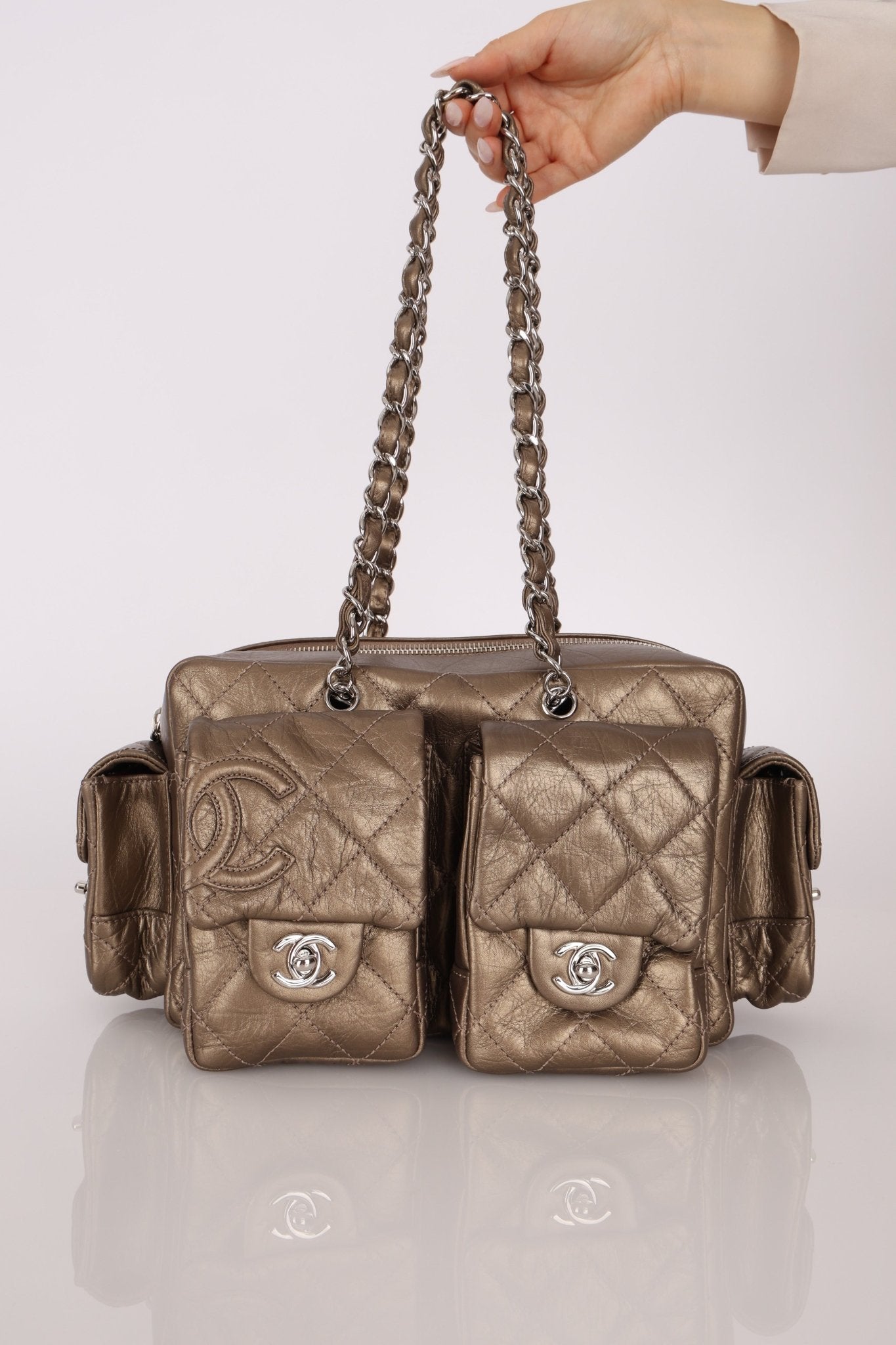 Chanel 2006 Distressed Calfskin Cambon Multipocket Reporter Bag - FashioNica
