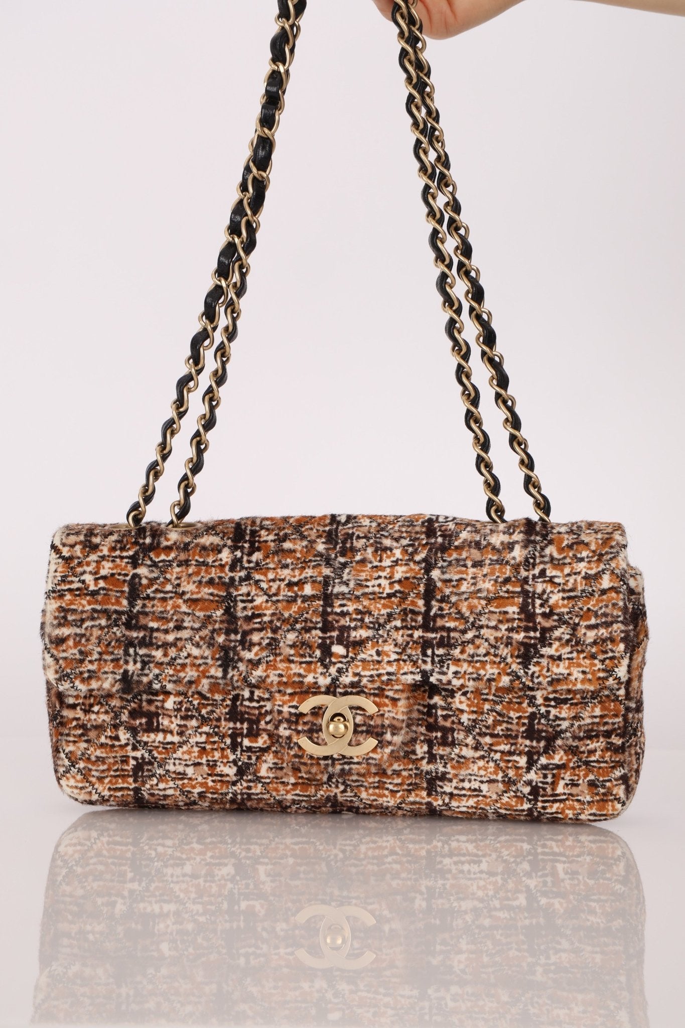Chanel 2007 Ponyhair East West Flap Permabrass Gold Hardware - FashioNica