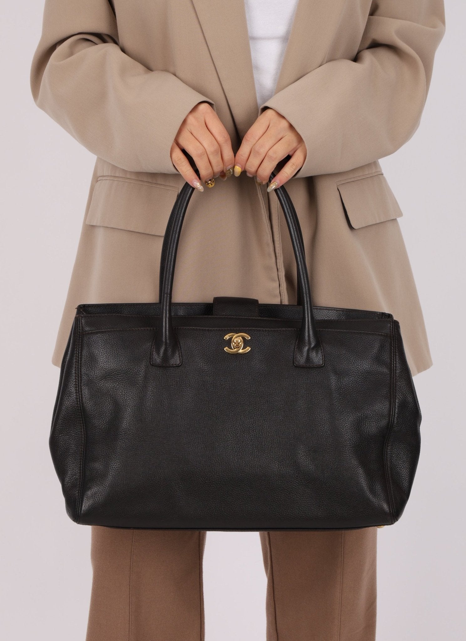 Chanel 2008 Chocolate Executive Cerf Medium Tote - FashioNica