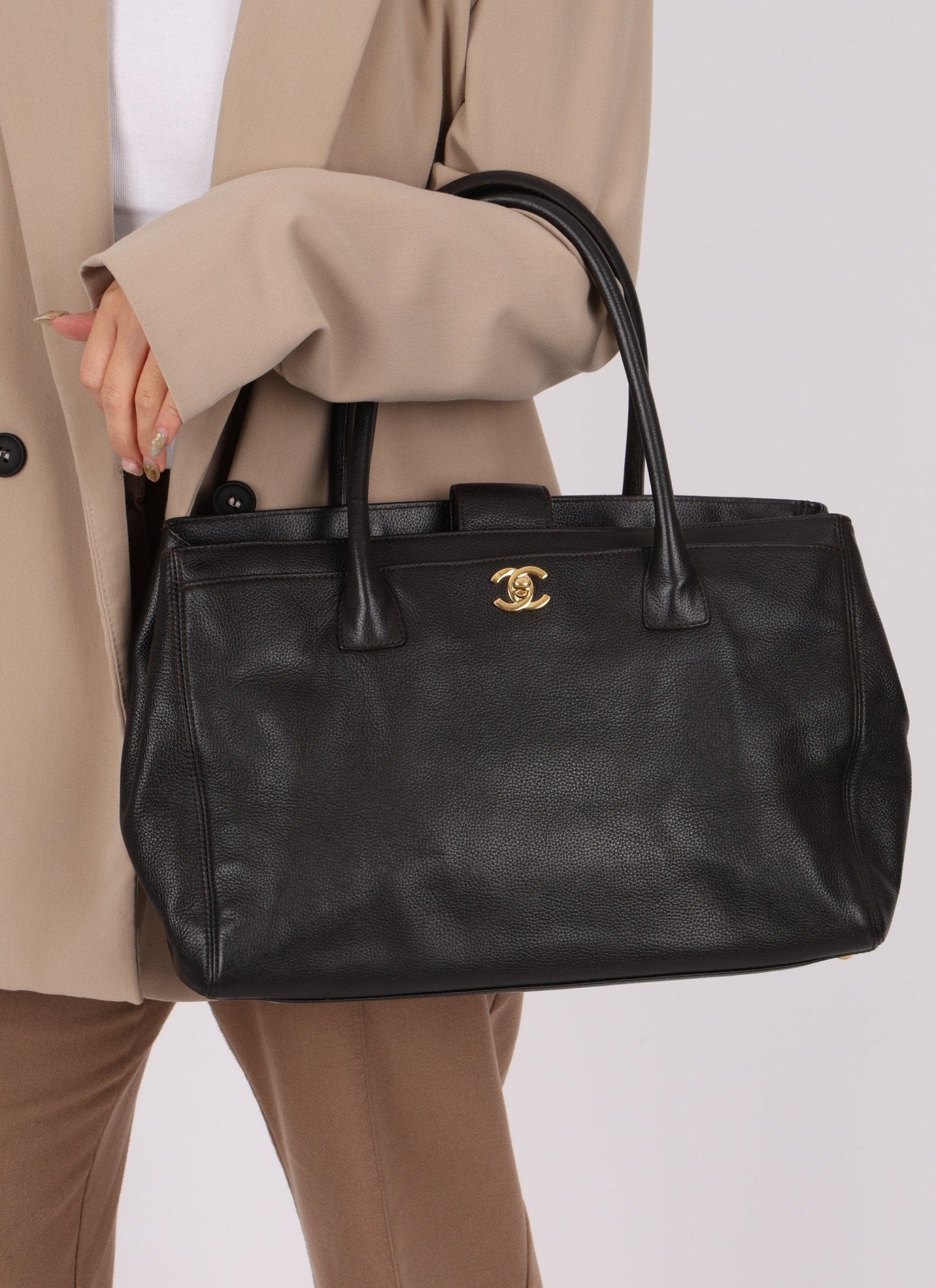 Chanel 2008 Chocolate Executive Cerf Medium Tote - FashioNica