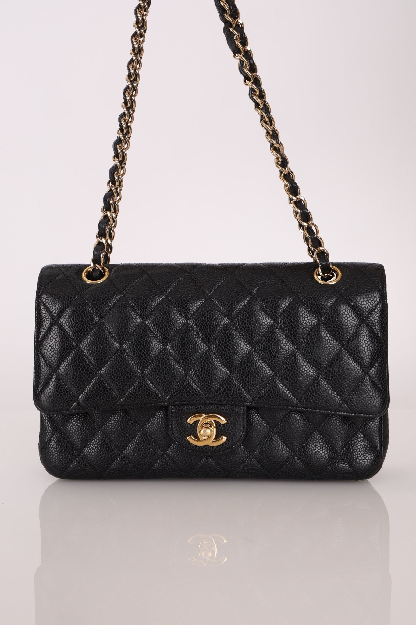 Chanel 2008 Classic Caviar Medium Double Flap Bag 24K GP - FashioNica
