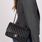 Chanel 2008 Classic Caviar Medium Double Flap Bag 24K GP - FashioNica