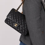Chanel 2008 Classic Caviar Medium Double Flap Bag 24K GP - FashioNica