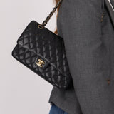 Chanel 2008 Classic Caviar Medium Double Flap Bag 24K GP - FashioNica