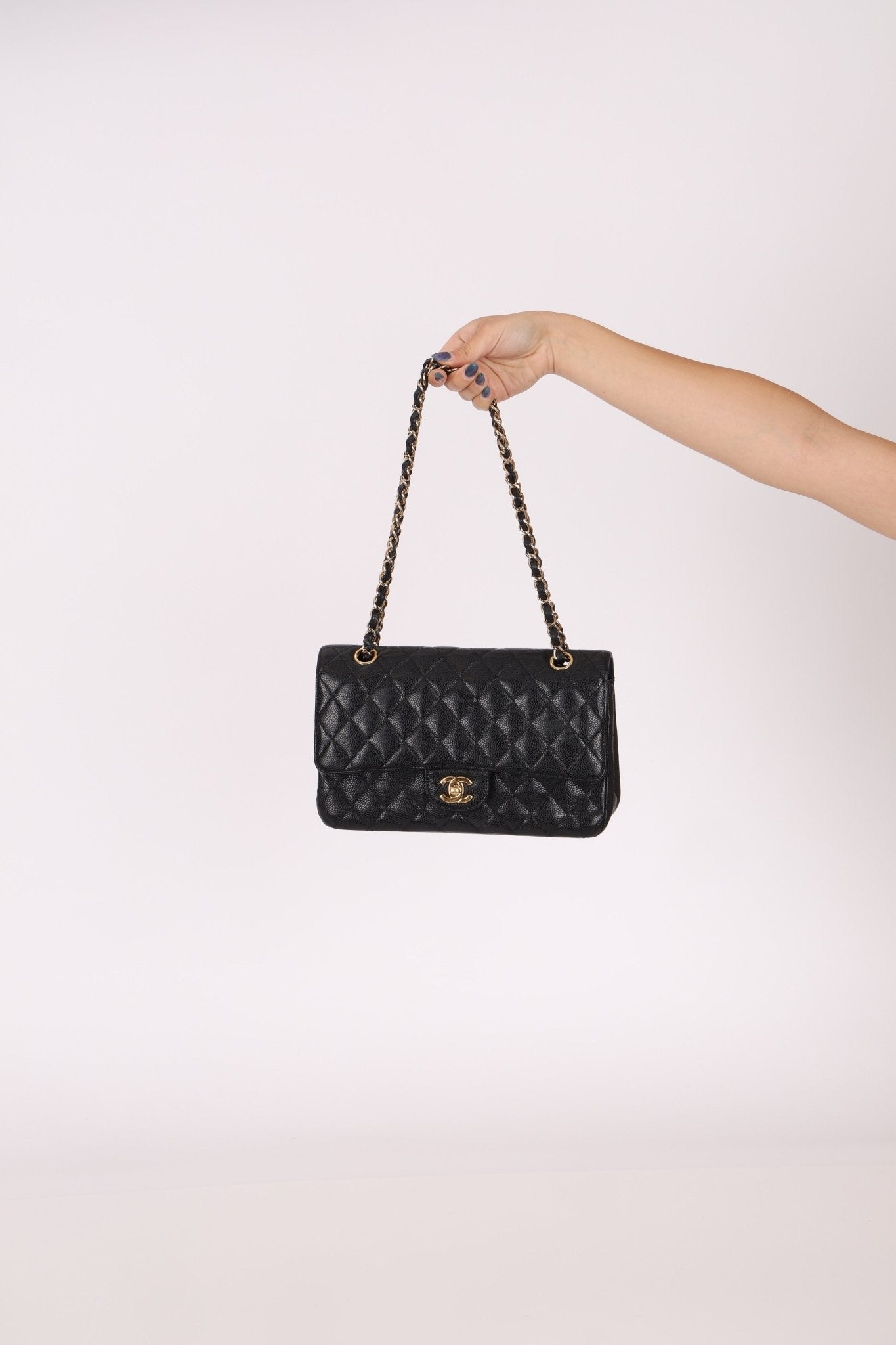 Chanel 2008 Classic Caviar Medium Double Flap Bag 24K GP - FashioNica