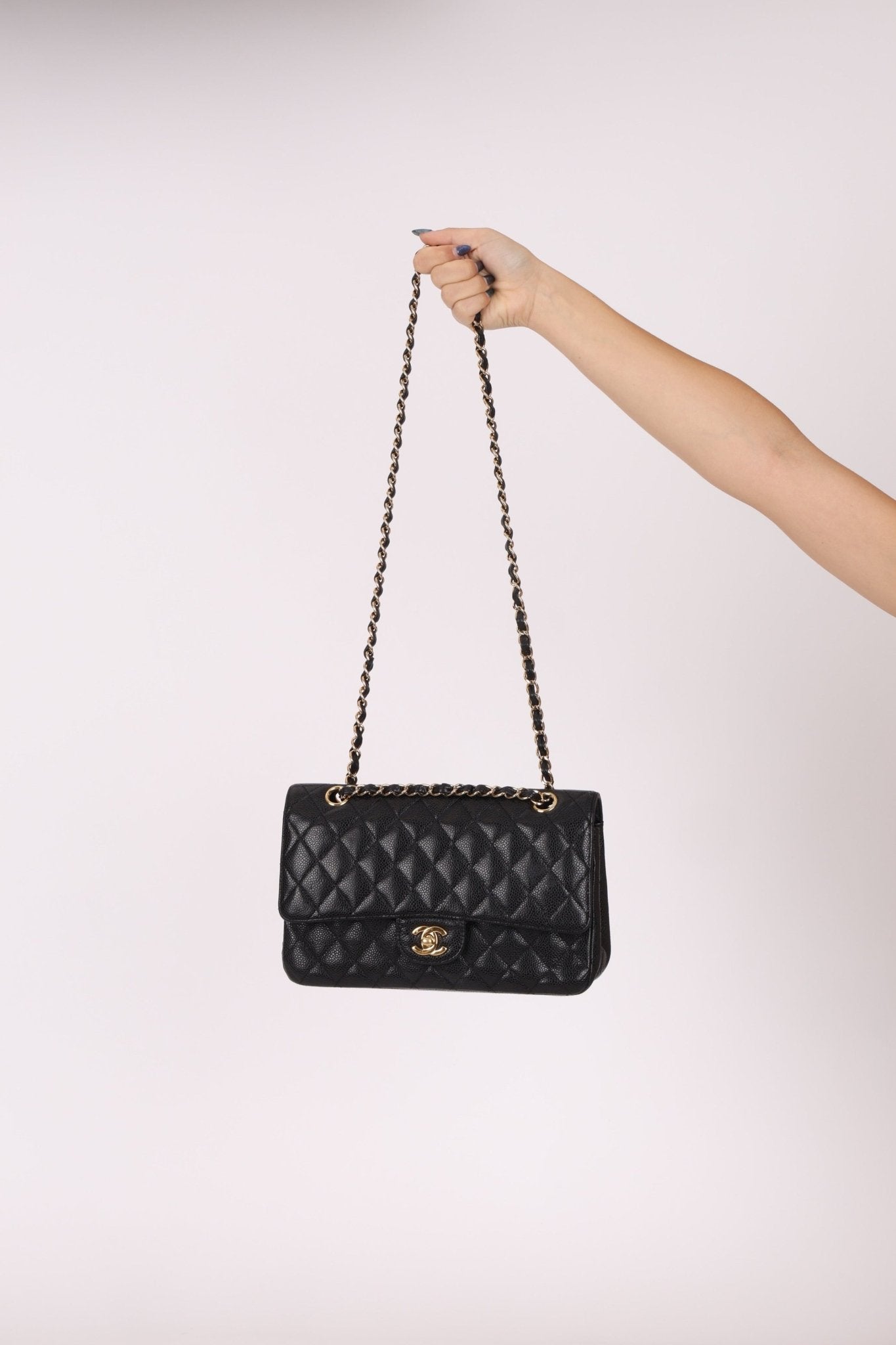 Chanel 2008 Classic Caviar Medium Double Flap Bag 24K GP - FashioNica