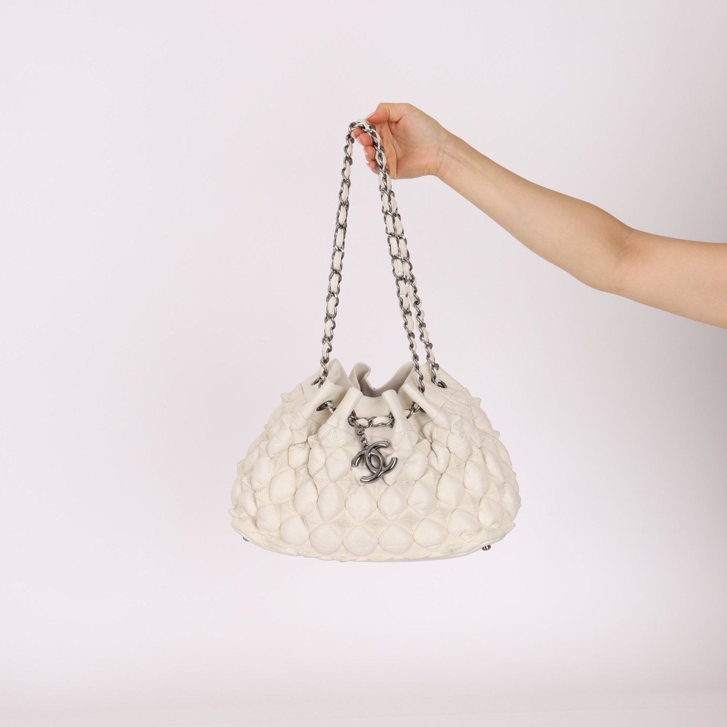 Chanel 2008 Glazed Lambskin Stravinsky Drawstring Bag - FashioNica