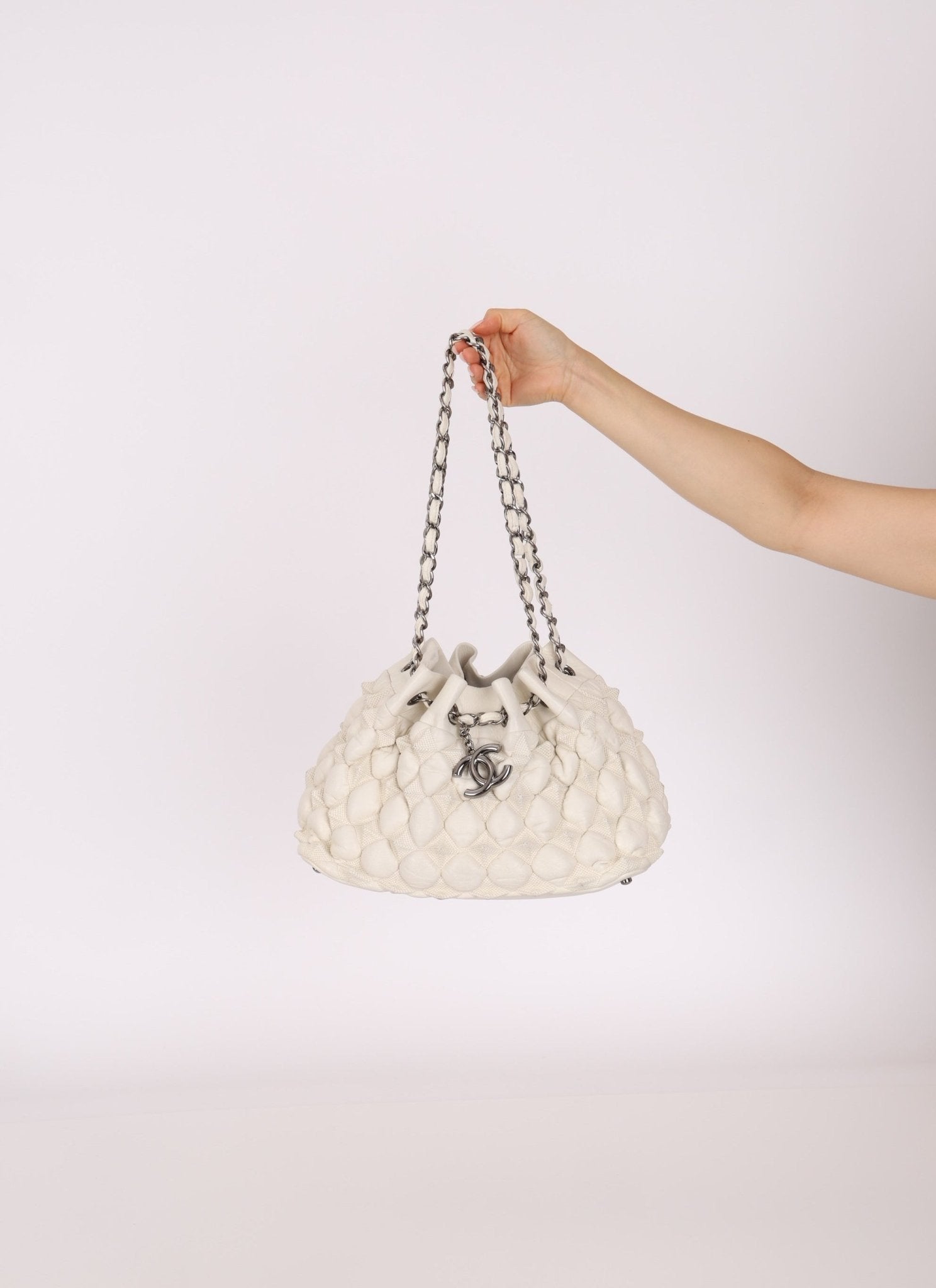 Chanel 2008 Glazed Lambskin Stravinsky Drawstring Bag - FashioNica