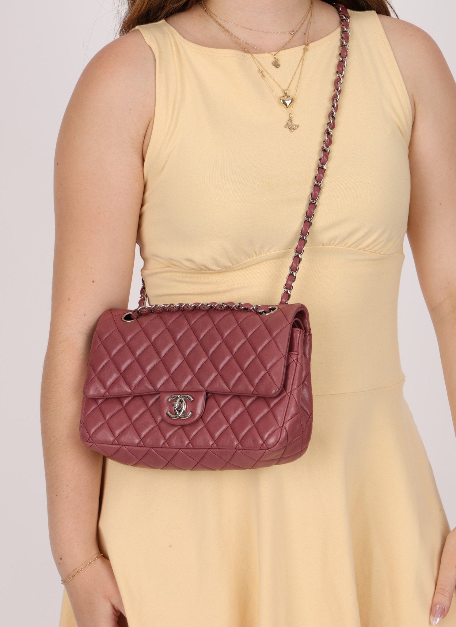 Chanel 2008 Lambskin Dusty Mauve Soft Medium Double Flap - FashioNica