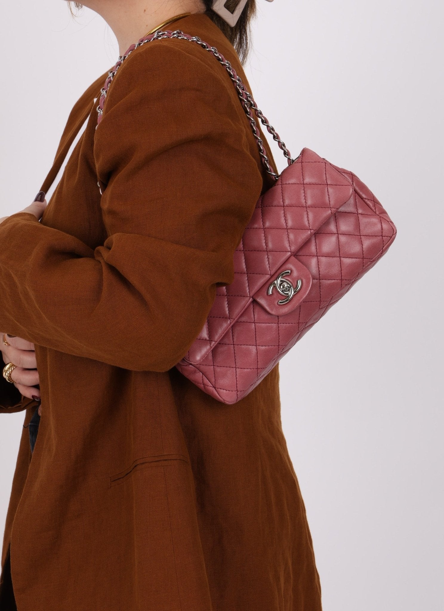 Chanel 2008 Mauve Rose Soft Lambskin East West Classic Flap - FashioNica