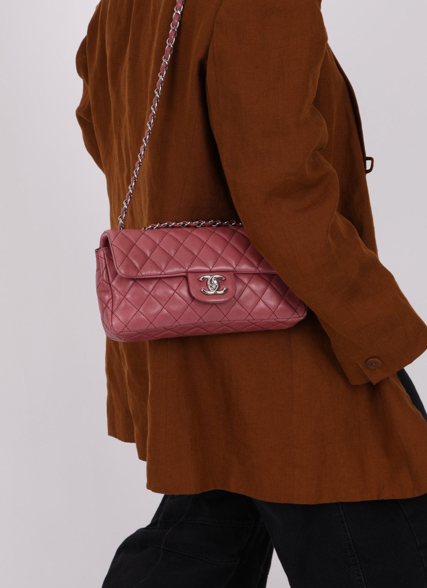 Chanel 2008 Mauve Rose Soft Lambskin East West Classic Flap - FashioNica