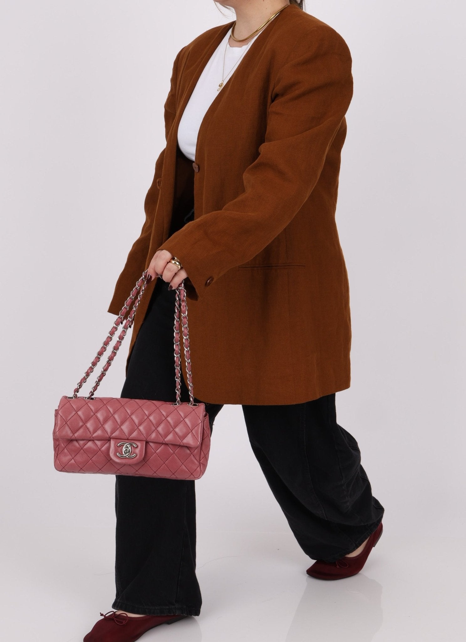 Chanel 2008 Mauve Rose Soft Lambskin East West Classic Flap - FashioNica