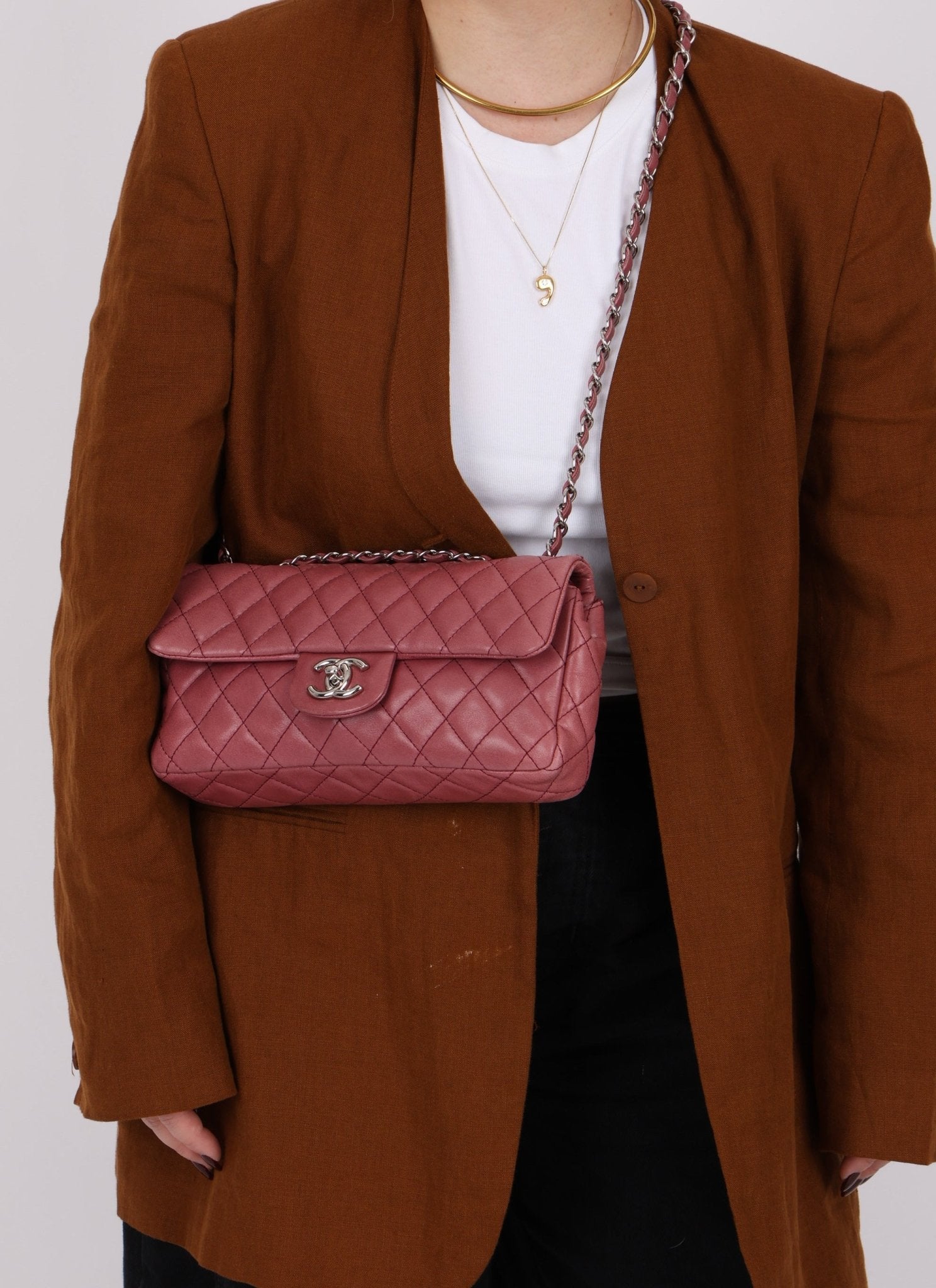 Chanel 2008 Mauve Rose Soft Lambskin East West Classic Flap - FashioNica