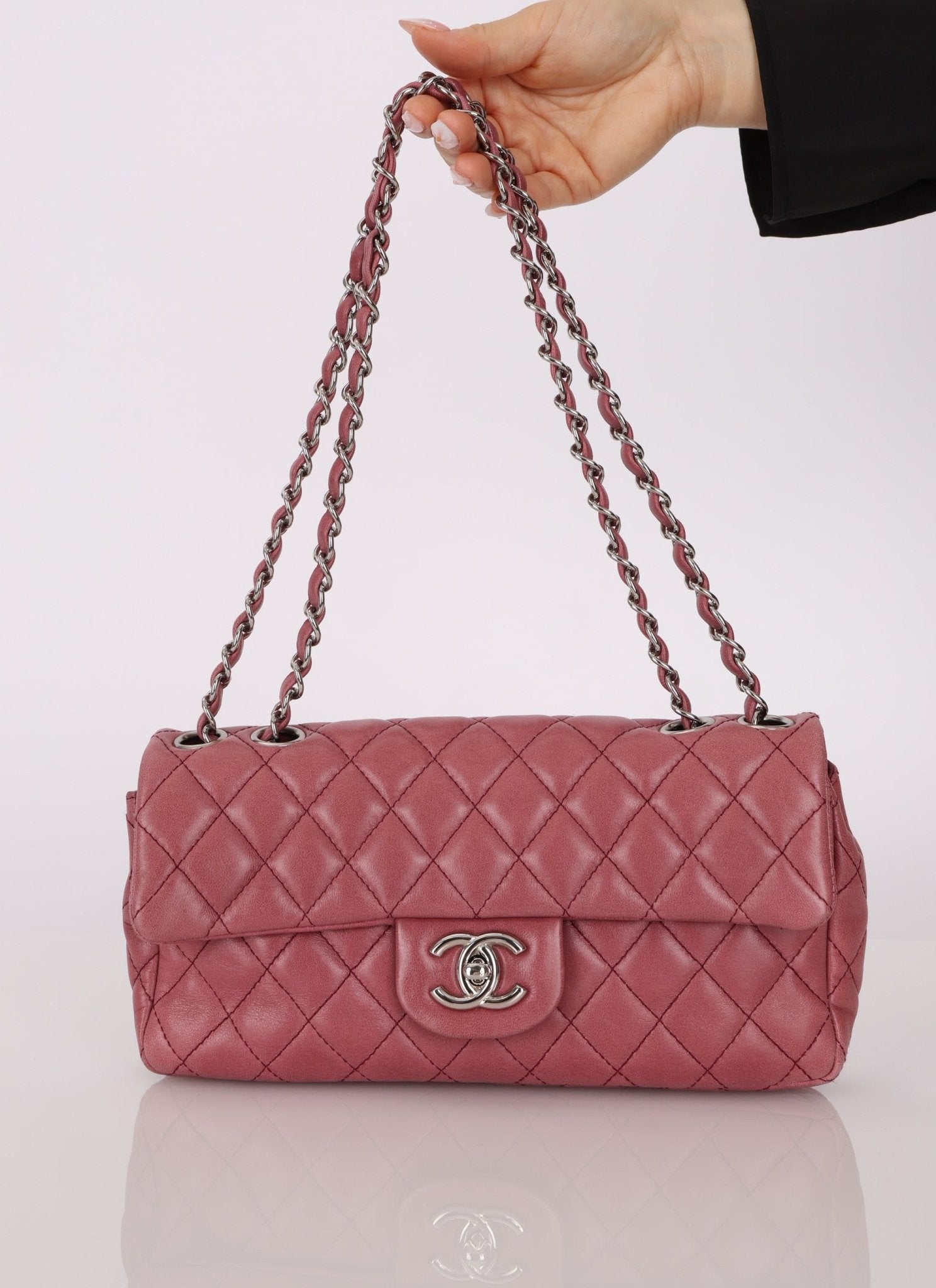 Chanel 2008 Mauve Rose Soft Lambskin East West Classic Flap - FashioNica