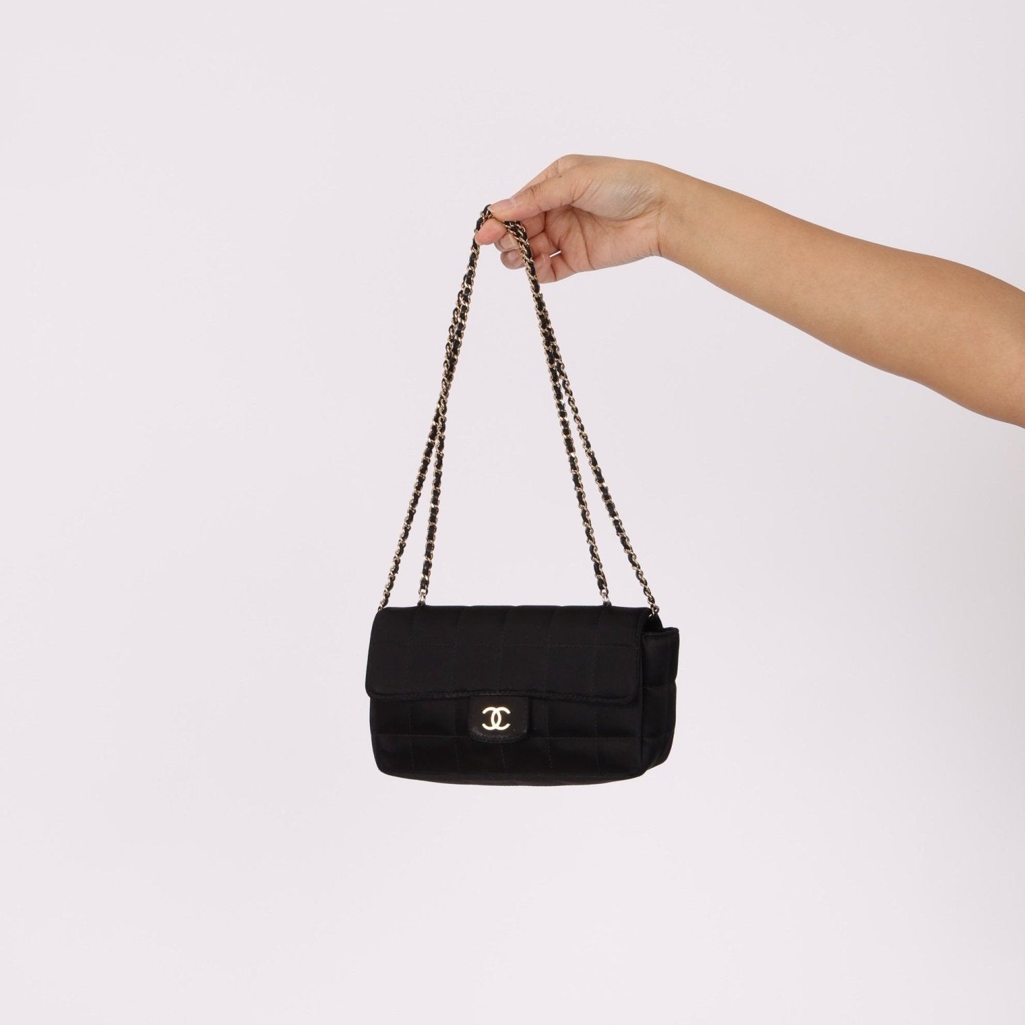 Chanel 2008 Satin Mini Chocolate Bar Flap Bag - FashioNica