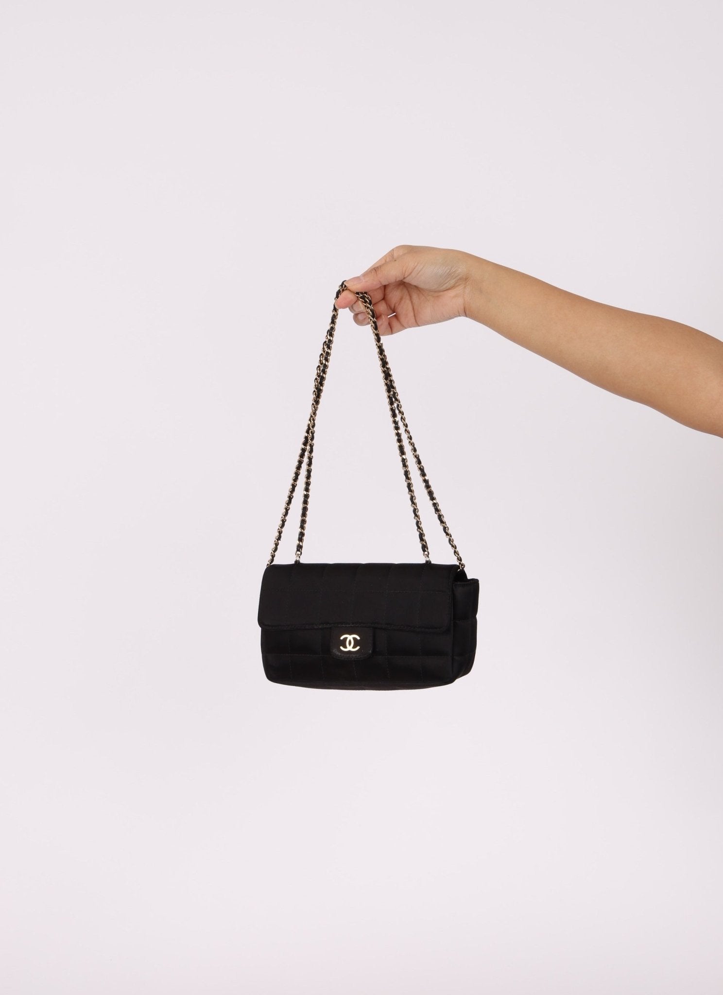 Chanel 2008 Satin Mini Chocolate Bar Flap Bag - FashioNica