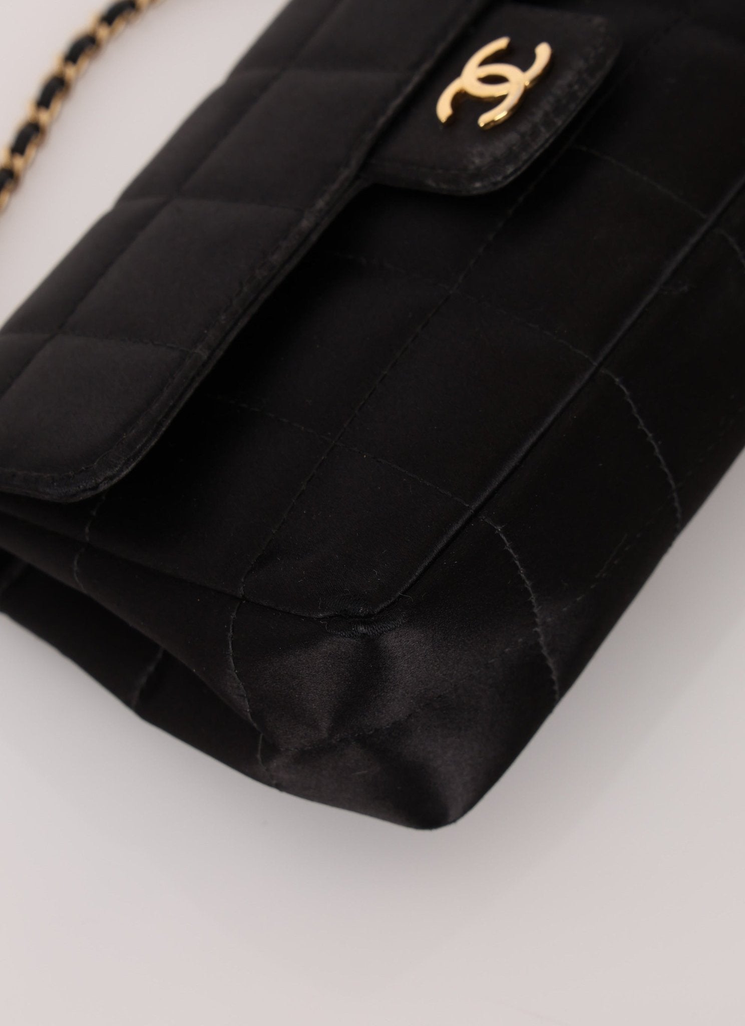 Chanel 2008 Satin Mini Chocolate Bar Flap Bag - FashioNica