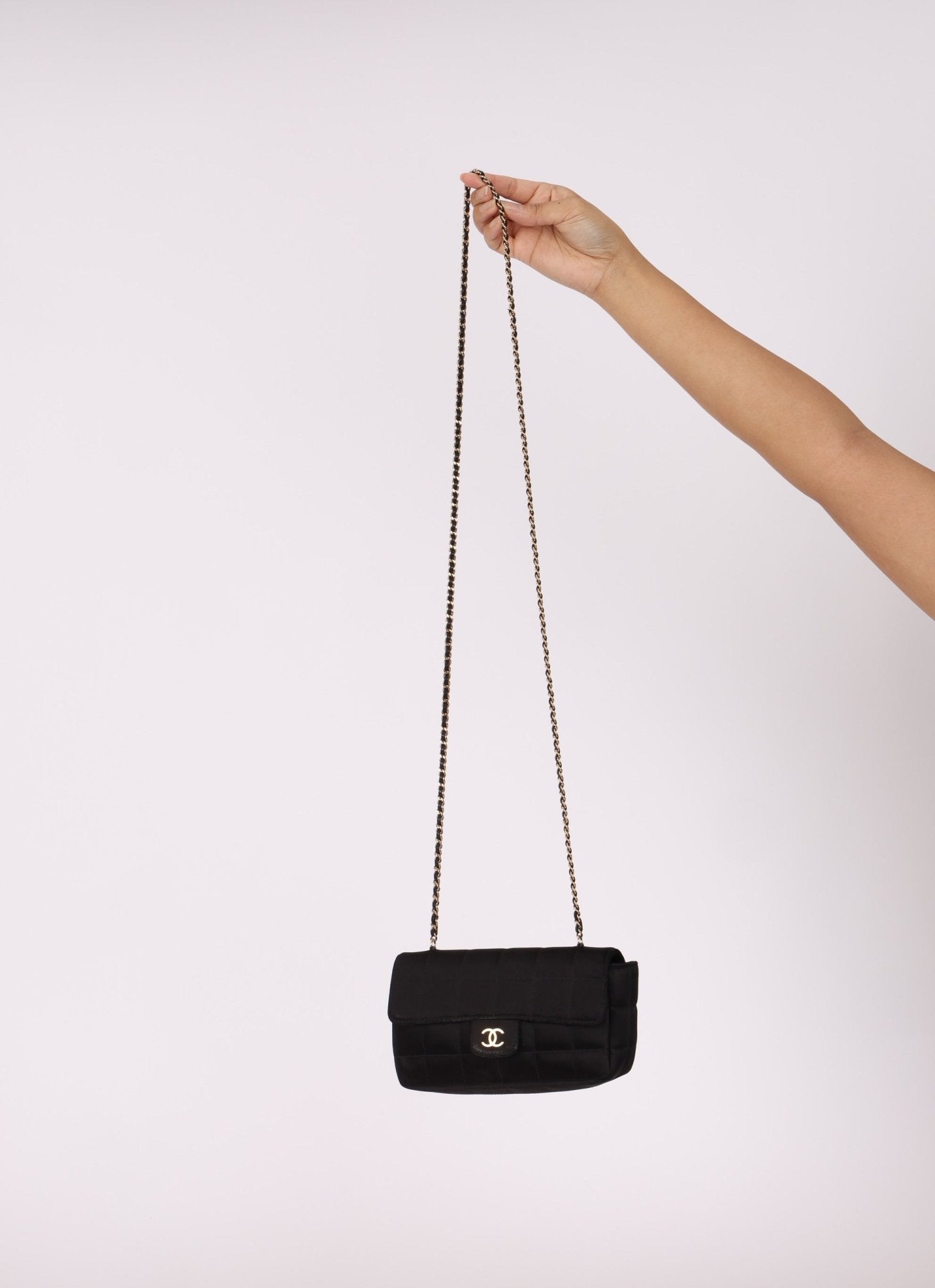 Chanel 2008 Satin Mini Chocolate Bar Flap Bag - FashioNica