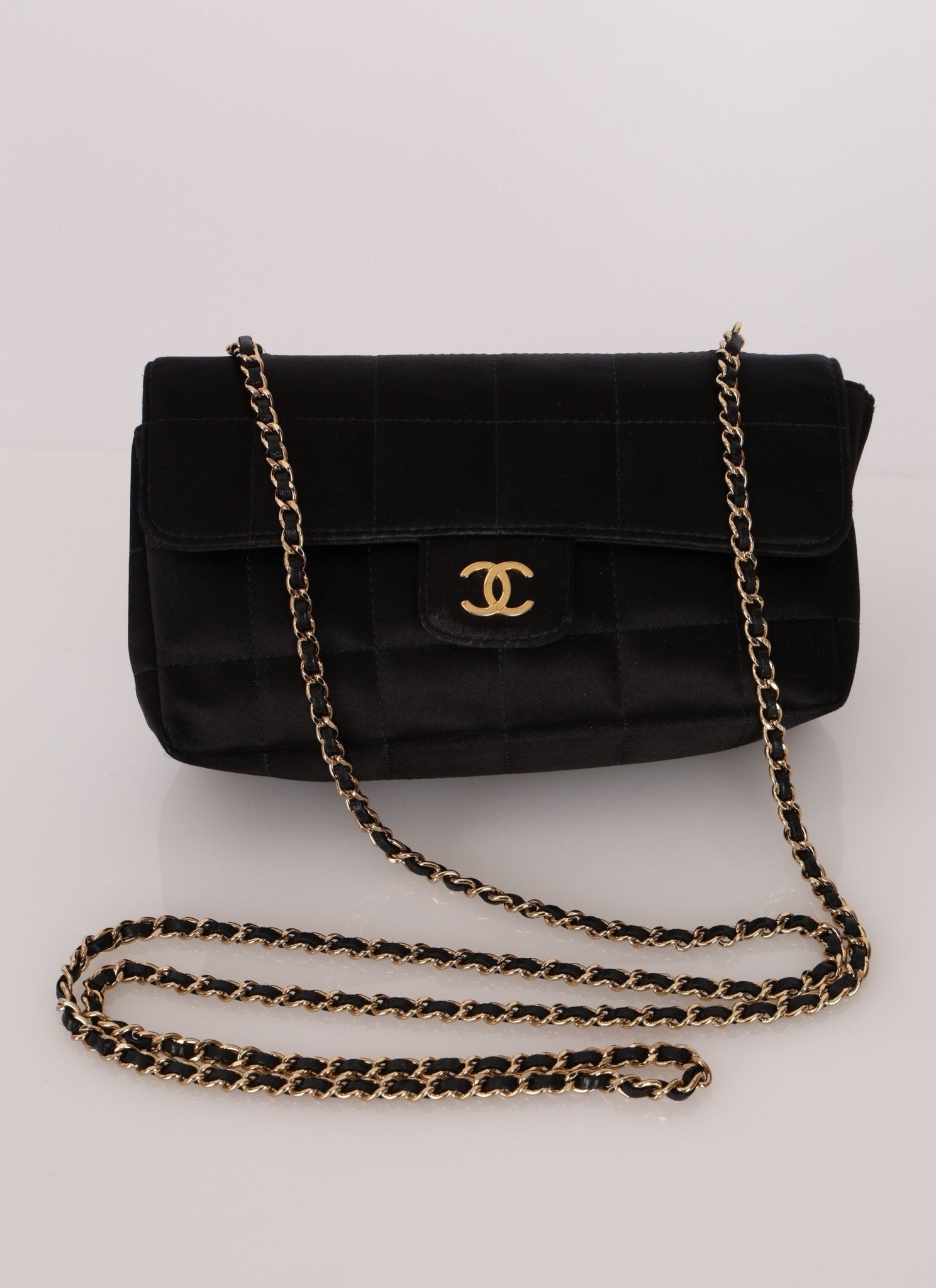 Chanel 2008 Satin Mini Chocolate Bar Flap Bag - FashioNica