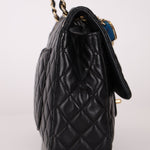 Chanel 2009 Black Lambskin Valentine Medium Chain Flap Bag - FashioNica