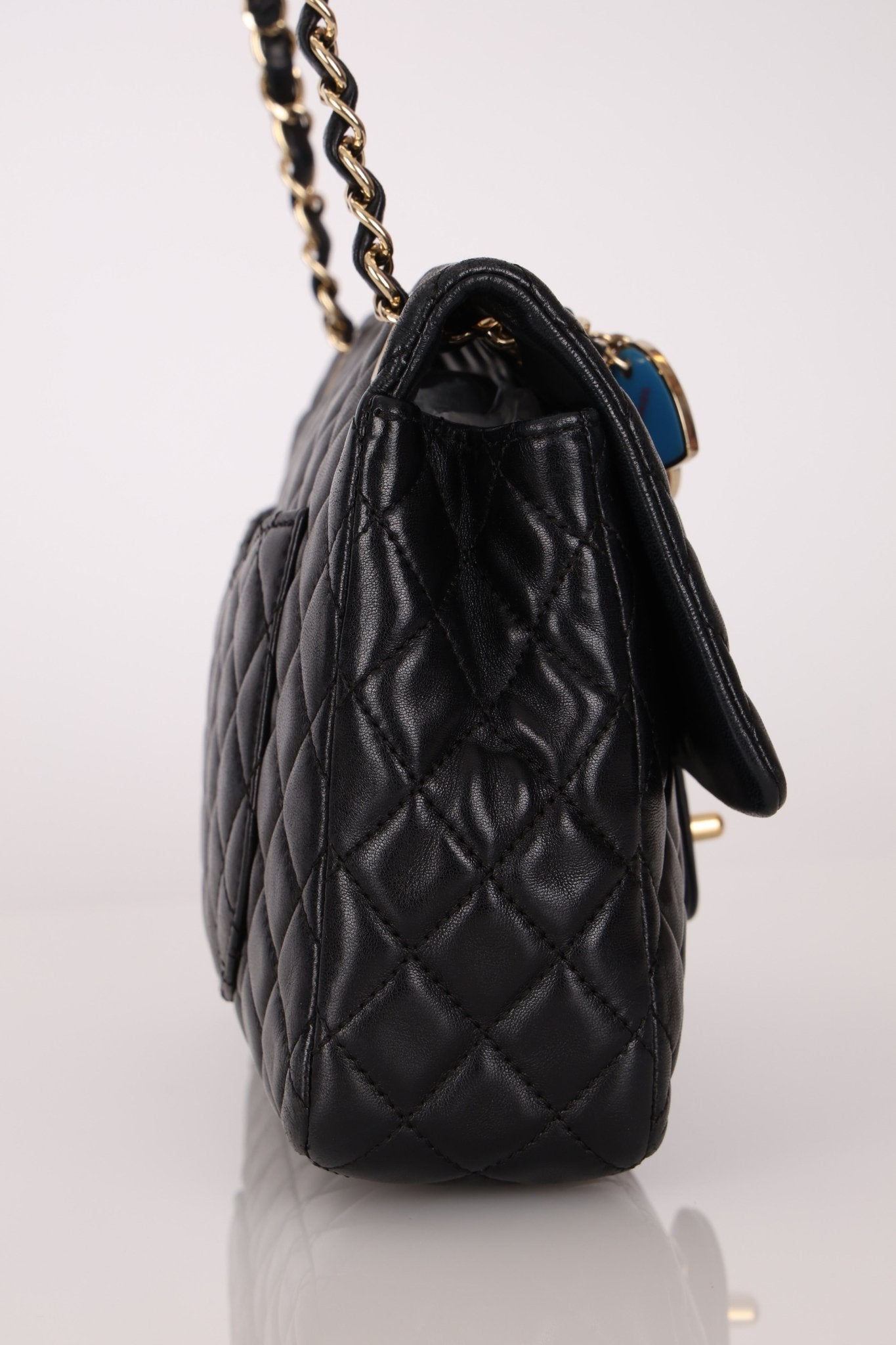 Chanel 2009 Black Lambskin Valentine Medium Chain Flap Bag - FashioNica