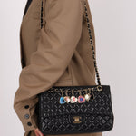 Chanel 2009 Black Lambskin Valentine Medium Chain Flap Bag - FashioNica