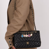Chanel 2009 Black Lambskin Valentine Medium Chain Flap Bag - FashioNica