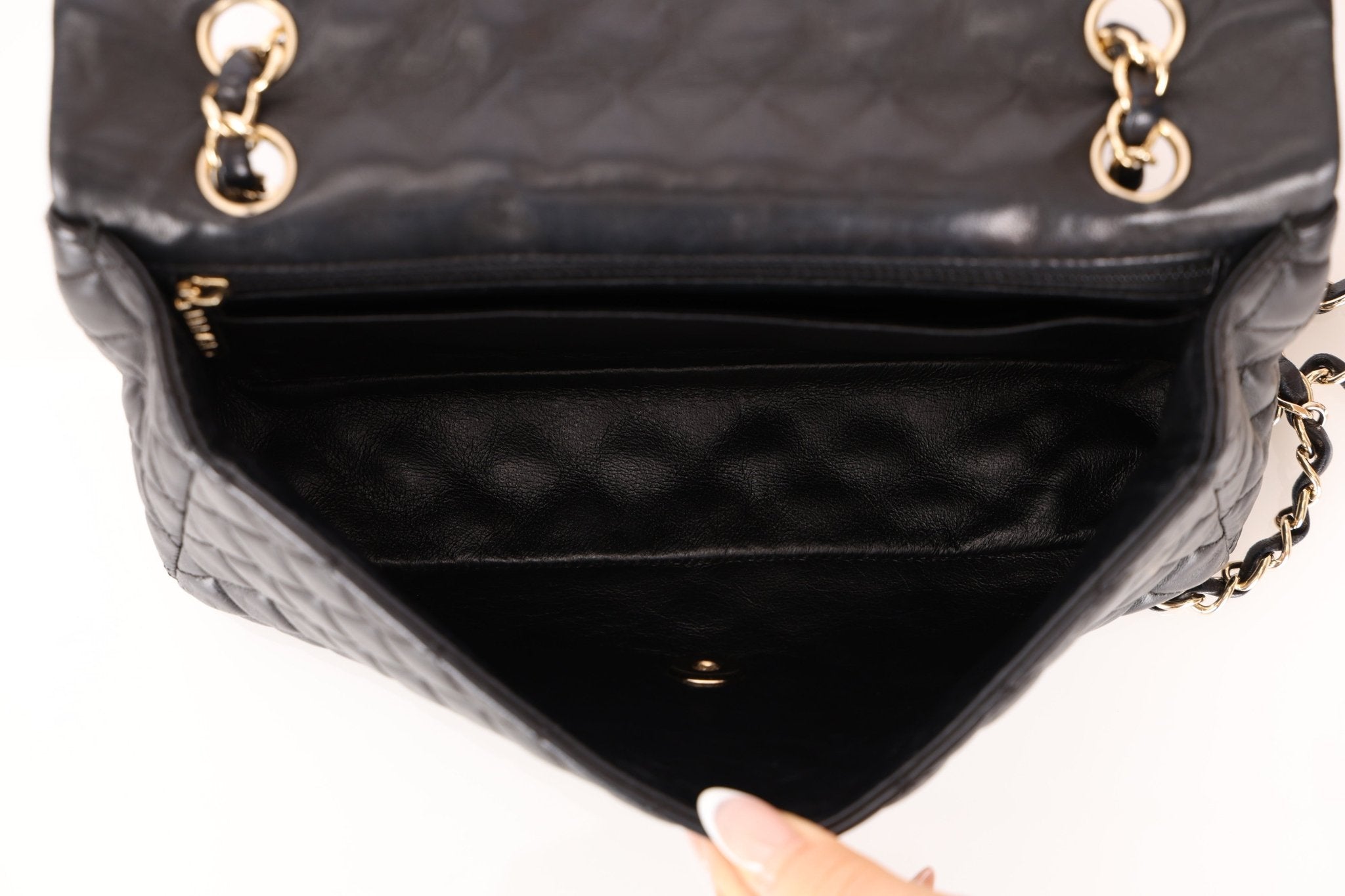 Chanel 2009 Black Lambskin Valentine Medium Chain Flap Bag - FashioNica