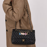 Chanel 2009 Black Lambskin Valentine Medium Chain Flap Bag - FashioNica
