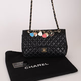 Chanel 2009 Black Lambskin Valentine Medium Chain Flap Bag - FashioNica