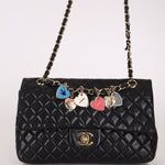 Chanel 2009 Black Lambskin Valentine Medium Chain Flap Bag - FashioNica