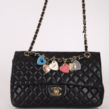 Chanel 2009 Black Lambskin Valentine Medium Chain Flap Bag - FashioNica