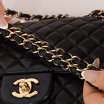 Chanel 2009 Black Lambskin Valentine Medium Chain Flap Bag - FashioNica