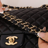 Chanel 2009 Black Lambskin Valentine Medium Chain Flap Bag - FashioNica