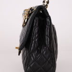 Chanel 2009 Black Lambskin Valentine Medium Chain Flap Bag - FashioNica