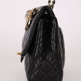 Chanel 2009 Black Lambskin Valentine Medium Chain Flap Bag - FashioNica