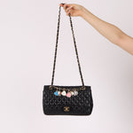Chanel 2009 Black Lambskin Valentine Medium Chain Flap Bag - FashioNica