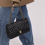 Chanel 2009 Black Lambskin Valentine Medium Chain Flap Bag - FashioNica