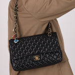 Chanel 2009 Black Lambskin Valentine Medium Chain Flap Bag - FashioNica